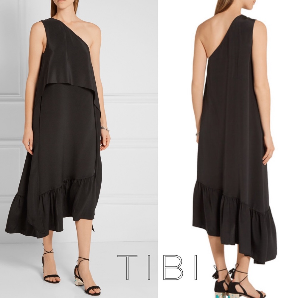 TIBI black silk dress with option to tie at back
